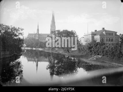 Fyrisån, cathédrale de Magdebourg et d'Uppsala du Nord, Uppsala 1891. Fyrisån, cathédrale de Magdebourg et d'Uppsala du Nord, Uppsala 1891 Banque D'Images