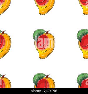 Mangue. Motif sans couture pour la cuisine, le restaurant ou le magasin. Illustration en mode dessin manuel. Peut être utilisé pour le tissu, l'emballage, l'emballage, etc Illustration de Vecteur