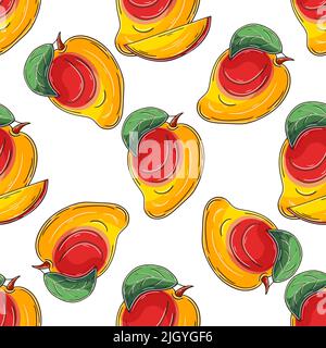 Motif sans couture pour la cuisine, le restaurant ou le magasin. Illustration en mode dessin manuel. Mangue. Peut être utilisé pour le tissu et etc Illustration de Vecteur