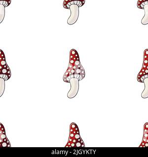 Motif sans couture pour la cuisine, le restaurant ou le magasin. Amanitas. Illustration en mode dessin manuel. Peut être utilisé pour le tissu Illustration de Vecteur
