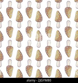 Morchella esculenta. Illustration en mode dessin manuel. Motif sans couture pour la cuisine ou la boutique Illustration de Vecteur