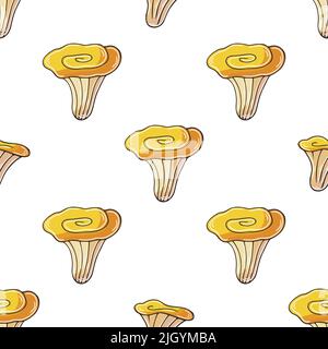 Motif sans couture avec champignons de la forêt. Illustration en mode dessin manuel. Chanterelles. Automne Illustration de Vecteur