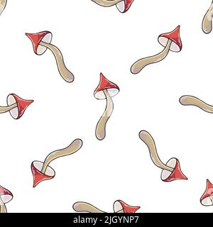 Illustration en mode dessin manuel. Deconica coprophila. Motif sans couture pour la cuisine, le restaurant ou le magasin Illustration de Vecteur