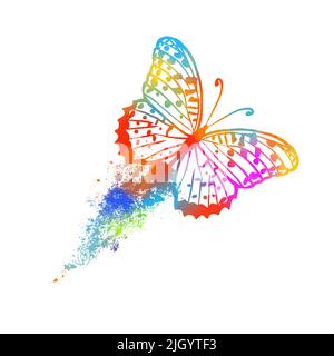 Papillons multicolores abstraits avec touches de peinture. Illustration vectorielle Illustration de Vecteur