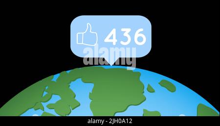 Image d'une icône similaire avec un nombre croissant sur le globe Banque D'Images