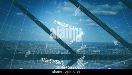 Image de la modification des chiffres et du traitement des données dans CityScape Banque D'Images