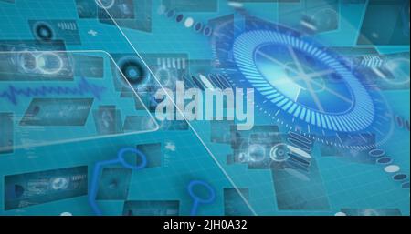 Illustration de l'acquisition de l'oscilloscope et des écrans mobiles avec traitement des données Banque D'Images