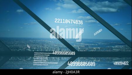 Image de la modification des chiffres et du traitement des données dans CityScape Banque D'Images