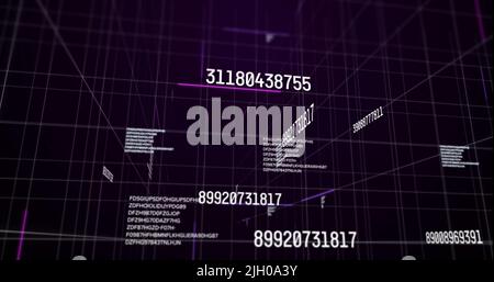 Image de la modification des nombres et du traitement des données sur fond noir Banque D'Images