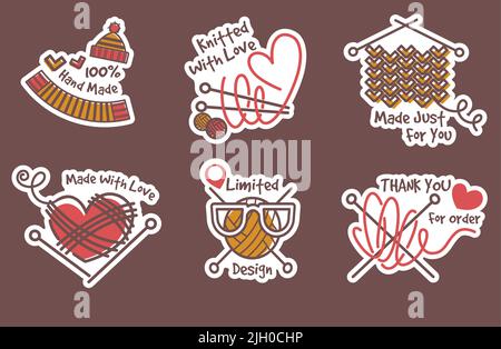 Ensemble d'étiquettes et d'autocollants faits main Illustration de Vecteur