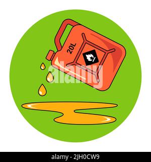 verser l'essence de la canine. sol nocif des produits pétroliers. pollution de l'écologie par l'huile. illustration vectorielle plate. Illustration de Vecteur