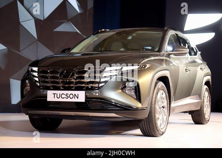 New Delhi, Inde. 13th juillet 2022. Lancement de la quatrième génération DE SUV TUCSON à l'hôtel Taj Palace de New Delhi. La toute nouvelle Hyundai TUCSON est révolutionnaire dans tous les aspects. Crédit : SOPA Images Limited/Alamy Live News Banque D'Images