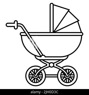 icône linéaire de poussette pour le transport des bébés. illustration vectorielle plate. Illustration de Vecteur