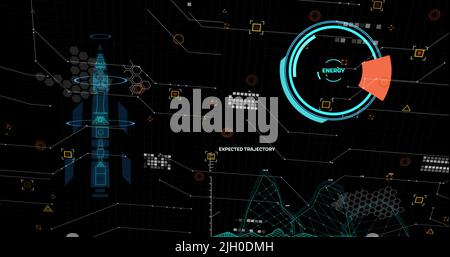 Image du traitement des données numériques sur fond sombre Banque D'Images
