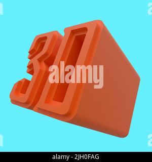 Orange 3D texte sur fond bleu clair, illustration 3D Banque D'Images