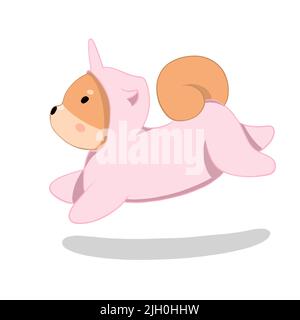 Chien Shiba inu en profil dans un costume de saut de licorne Illustration de Vecteur