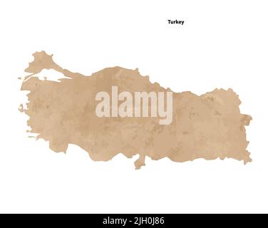 Ancienne carte texturée du pays de la Turquie - illustration vectorielle Illustration de Vecteur
