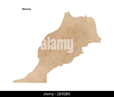 Ancienne carte texturée de papier d'époque du Maroc pays - illustration vectorielle Illustration de Vecteur