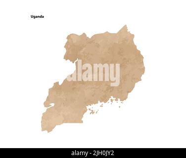 Ancienne carte texturée de papier d'époque du pays de l'Ouganda - illustration vectorielle Illustration de Vecteur