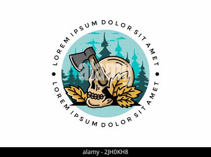 Illustration d'une hache coincée dans le crâne Illustration de Vecteur