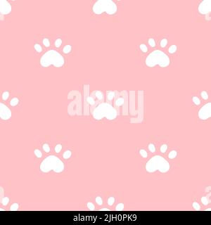 Motif chat rose sans couture. Illustration du vecteur d'arrière-plan Meow et Cat Paws. Joli personnage de dessin animé pastel pour bébé fille de bébé imprimé. Illustration de Vecteur