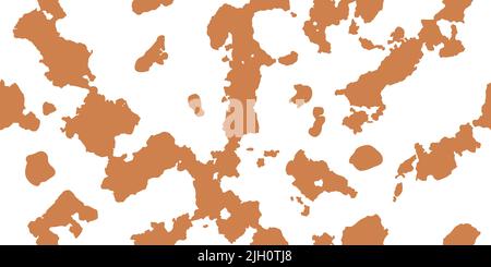Cuir de vache blanc avec taches marron clair comme motif sans couture. Arrière-plan vectoriel tacheté. Imprimé animal. Texture de la peau du cheval Panda, dalmatian ou appaloosa. Illustration de Vecteur
