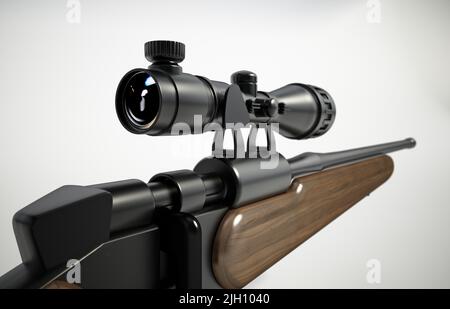 La portée du fusil est fixée sur le fusil de chasse. 3D illustration. Banque D'Images