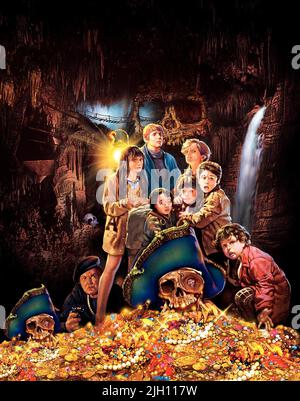 RAMSEY,GREEN,BROLIN,ASTIN,FELDMAN,COHEN,POSTER, THE GOONIES, 1985 Banque D'Images