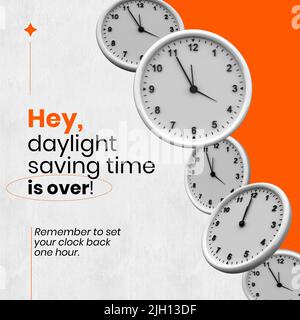 Les horloges et l'heure d'été se termine, n'oubliez pas de régler votre horloge en arrière d'une heure Banque D'Images