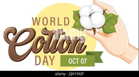 Illustration de la bannière 7 octobre de la Journée mondiale du coton Illustration de Vecteur