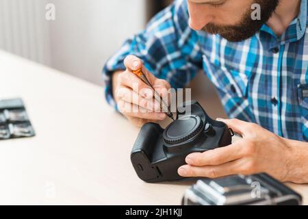 Démontage de l'appareil photo, gros plan Banque D'Images