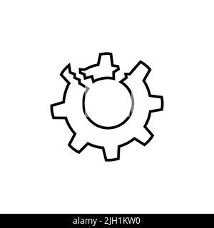 Icône en forme de cog brisée, couleur, ligne, contour du signe vectoriel, pictogramme de style linéaire isolé sur blanc. Symbole, illustration du logo Illustration de Vecteur