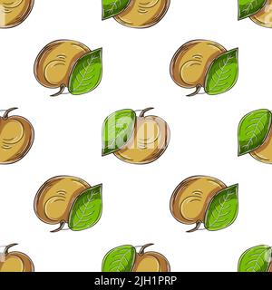 Motif sans couture avec fruits tropicaux. Illustration en mode dessin manuel. Longue Illustration de Vecteur