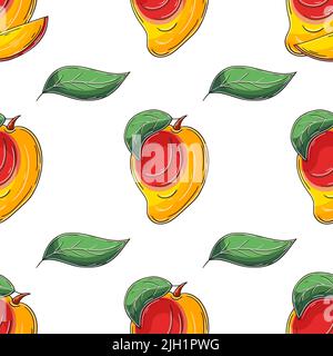 Motif sans couture pour la cuisine, le restaurant ou le magasin. Mangue. Illustration en mode dessin manuel. Peut être utilisé pour le tissu et etc Illustration de Vecteur