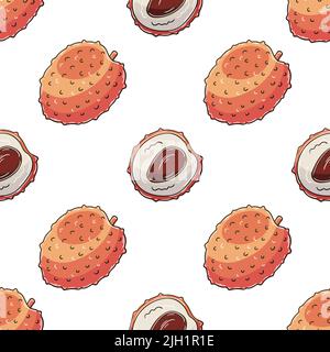 Motif sans couture pour la cuisine, le restaurant ou le magasin. Litchi. Illustration en mode dessin manuel. Peut être utilisé pour le tissu Illustration de Vecteur