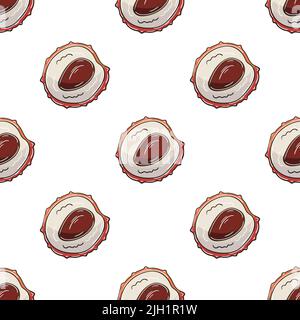 Motif sans couture pour la cuisine, le restaurant ou le magasin. Illustration en mode dessin manuel. Litchi. Peut être utilisé pour le tissu Illustration de Vecteur