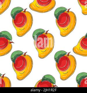 Motif sans couture pour la cuisine, le restaurant ou le magasin. Mangue. Illustration en mode dessin manuel. Peut être utilisé pour le tissu, l'emballage, l'emballage, etc Illustration de Vecteur