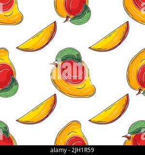 Motif sans couture pour la cuisine, le restaurant ou le magasin. Mangue. Illustration en mode dessin manuel. Peut être utilisé pour le tissu, l'emballage, etc Illustration de Vecteur
