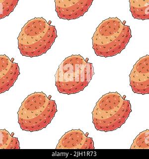 Motif sans couture pour la cuisine, le restaurant ou le magasin. Litchi. Illustration en mode dessin manuel. Peut être utilisé pour le tissu et etc Illustration de Vecteur