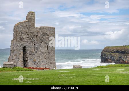 Les vestiges du château de Ballybunion, comté de Kerry, Irlande Banque D'Images