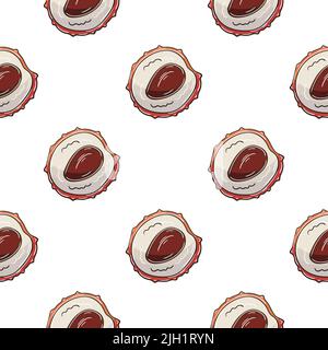Motif sans couture pour la cuisine, le restaurant ou le magasin. Illustration en mode dessin manuel. Litchi Illustration de Vecteur