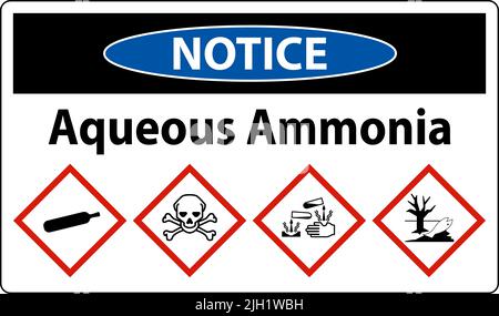 Notez le signe de l'ammoniac aqueux GHS sur fond blanc Illustration de Vecteur