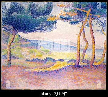 Pins le long de la côte. Croix d'Henri-Edmond (Henri-Edmond Delacroix). 1896. Banque D'Images