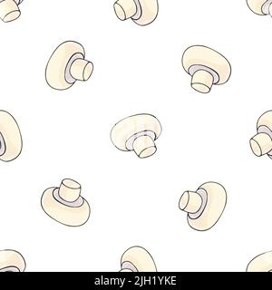 Motif sans couture avec champignons de la forêt. Illustration en mode dessin manuel. Chammignon. Motifs d'automne. Peut être utilisé pour le tissu Illustration de Vecteur