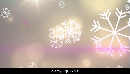 Image des taches lumineuses et de la neige tombant sur fond vert Banque D'Images