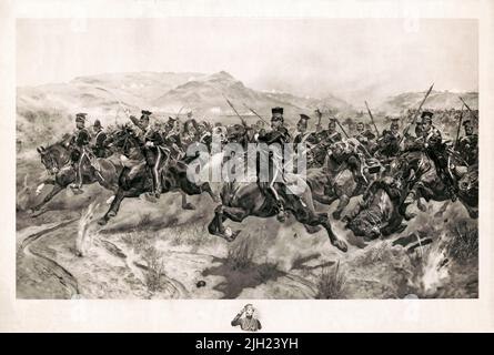 Charge de la brigade légère le 25th octobre 1854 pendant la guerre de Crimée par l'artiste Richard Caton Woodville Banque D'Images