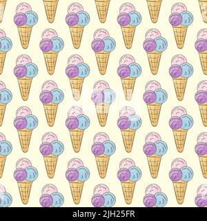 Boules de glace multicolores. Motif crème glacée sans coutures. Joli motif été. Imprimé pour la conception de tissu, textile, tissu Illustration de Vecteur