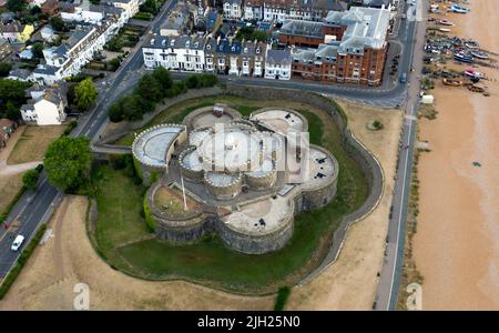 Vue aérienne du château de Deal Banque D'Images
