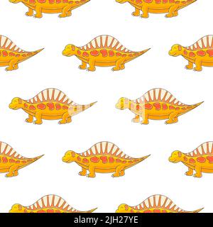 Joli motif dinosaure amusant pour enfants sans coutures. Dinosaures de la période jurassique. Imprimez pour le design Illustration de Vecteur