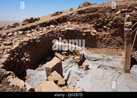 Karahan Tepec, site archéologique néolithique découvert en Turquie en in1997. Le frère de Gobekli Tepe. Banque D'Images